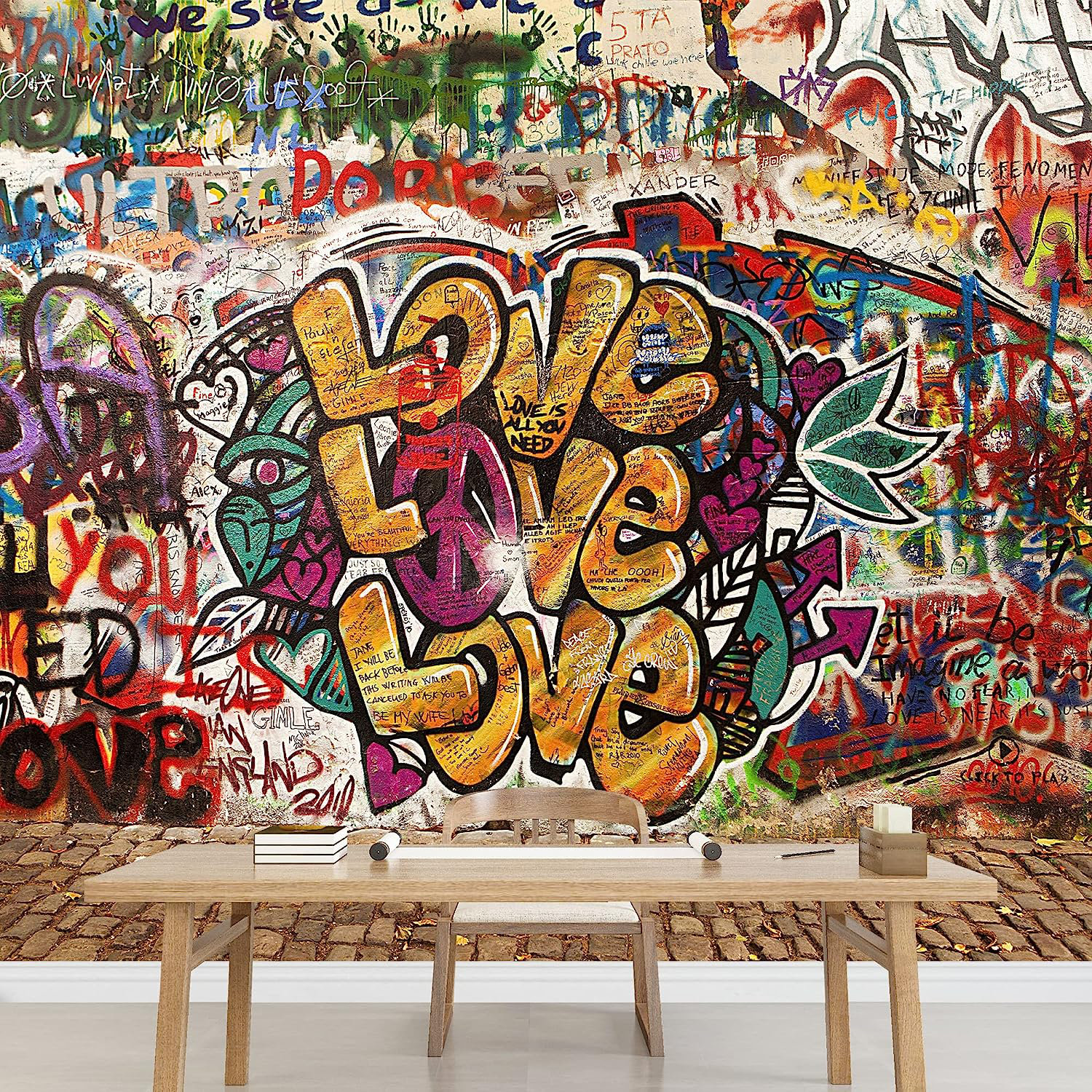 IDEA4WALL Vibrant Graffi Street Paint Peel & Stick Abstract